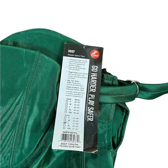 Cramer Green Football Pants With Pads, Size YL, NWT - Picture 4 of 7